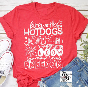 Hotdogs, 4th, Boom, Freedom T-shirt