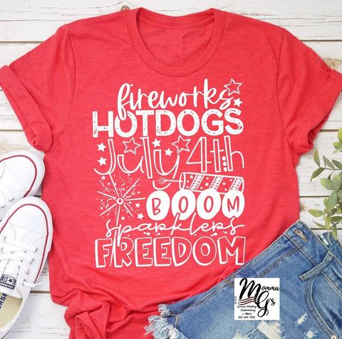 Hotdogs, 4th, Boom, Freedom T-shirt
