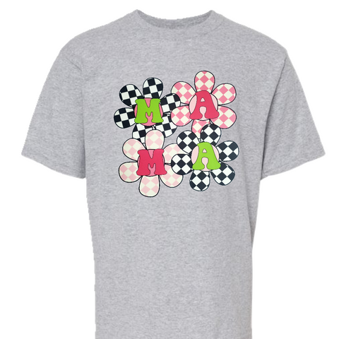 Mama Checkered Floral T-shirt