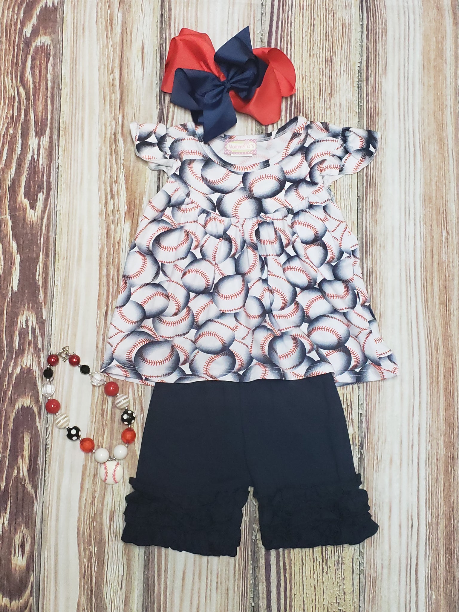 Girls Navy Baseball Set - Momma G's Children's Boutique, Screen Printing, Embroidery & More