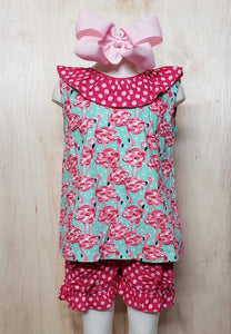 Flamingo Bow Set - Momma G's Children's Boutique, Screen Printing, Embroidery & More
